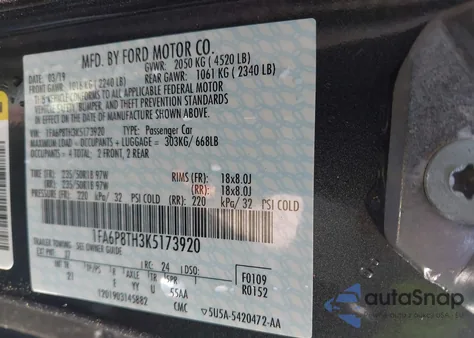 2019 Ford Mustang from USA, damaged, VIN 1F86B8TH3K5173920